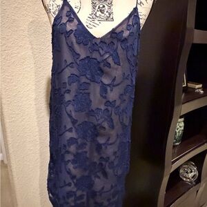 Honey Punch Navy Floral Lace Dress